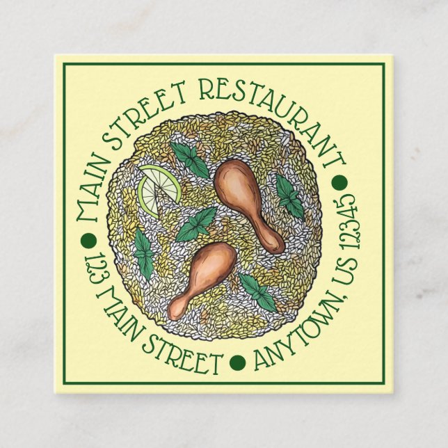 Indisk Food Cuisine Restaurant Chicken Biryani Fyrkantigt Visitkort (Framsida)