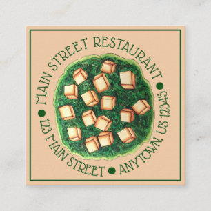 Indisk Food Cuisine Restaurant Dish Saag Paneer Fyrkantigt Visitkort
