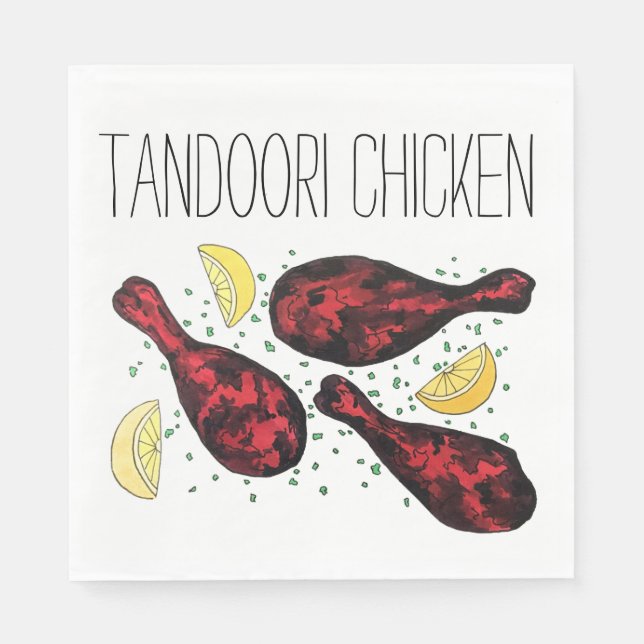 Indisk Food Tandoor Cooking Tandoori Chicken Pappersservett (Framsidan)