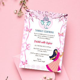 Indisk före Bröllop Sangeet Ceremony Inbjudningar