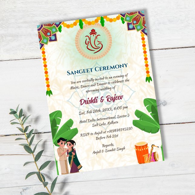 Indisk före Bröllop Sangeet Ceremony Inbjudningar (Skapare uppladdad)