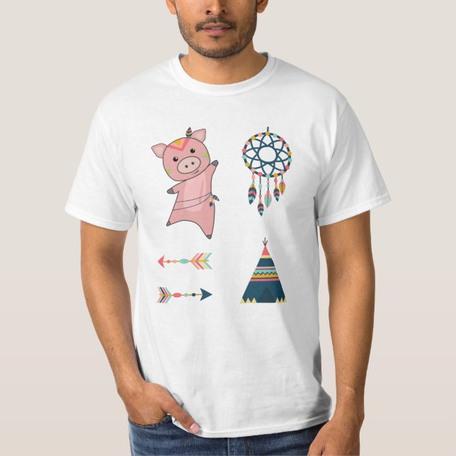 Indisk Gris-stipi T Shirt (Framsida)