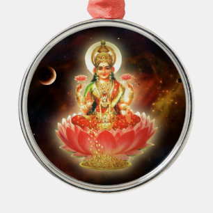 INDISK GUDINNA FÖR MAA MAHALAXMI DEVI AV JULGRANSPRYDNAD METALL