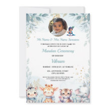 Indisk Hair Cshing Ceremony Card, Mundal Inbjudan