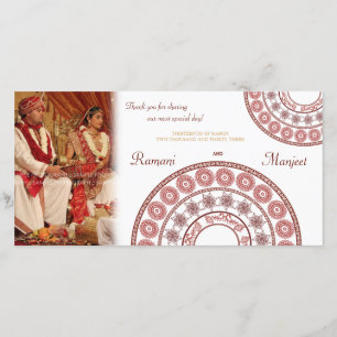 Indisk Henna Bröllop Tack-fotokort Tack Kort