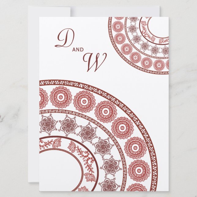 Indisk Henna Mehendi Bröllopsinbjudan Inbjudningar (Framsida)