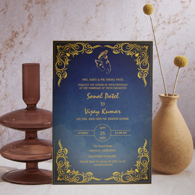 Indisk Hindu Bröllop Anpassningsbar Photo Ganesha  Inbjudningar (Skapare uppladdad)