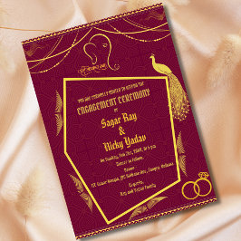 Indisk Hindu-förlovningsceremoni med gyllene eleme Inbjudningar