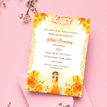 Indisk hinduisk brud Haldi-ceremoni Ganesha Blommi