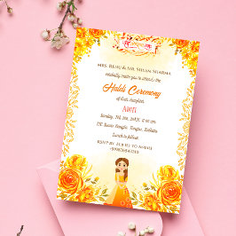 Indisk hinduisk brud Haldi-ceremoni Ganesha Blommi Inbjudningar