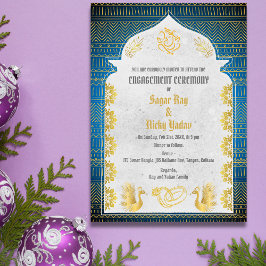 Indisk hinduisk förlovningsceremoni gyllene elemen inbjudningar