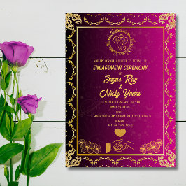 Indisk hinduisk förlovningsceremoni Rosa & Guld Inbjudningar