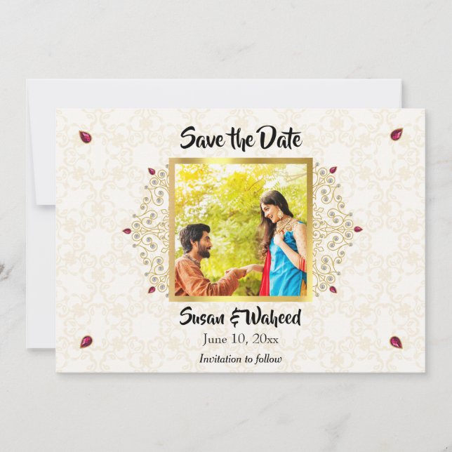 Indisk hinduisk fotosparad den spara datumet (Framsida)