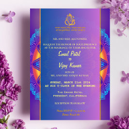 Indisk hinduisk Lila Rosa Chakra Ganesha Bröllop Inbjudningar