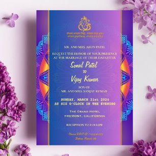 Indisk hinduisk Lila Rosa Chakra Ganesha Bröllop Inbjudningar