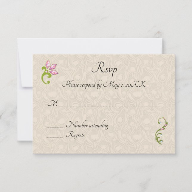 Indisk hinduisk påfågel bröllopsinbjudan rsvp OSA kort (Framsida)