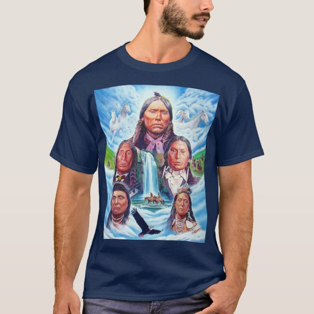 Indisk kapsel Native American Manar Navy Blue T Shirt (Framsida)