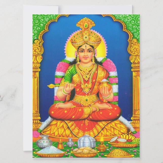 Indisk konst Lakshmi Gud Hindu religion Kort (Framsida)