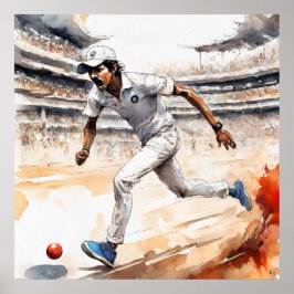 Indisk kricketer - Archival Cricket Print Poster