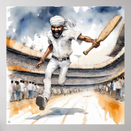 Indisk kricketer - Archival Cricket Print Poster
