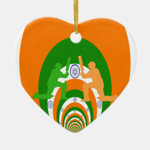 Indisk kricketsprit Abstrakt design Julgransprydnad Keramik