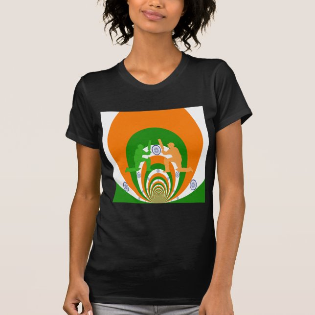 Indisk kricketsprit Abstrakt design Tee Shirt (Framsida)