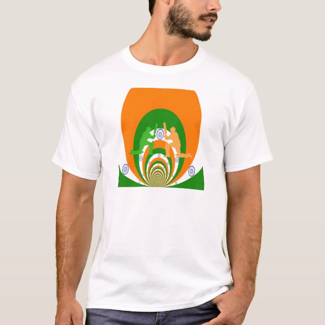 Indisk kricketsprit Abstrakt design Tee Shirt (Framsida)