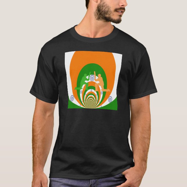Indisk kricketsprit Abstrakt design Tee Shirt (Framsida)