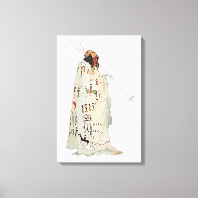 Indisk krigare med Pipe Porträtt av Karl Bodmer Canvastryck (Framsida)