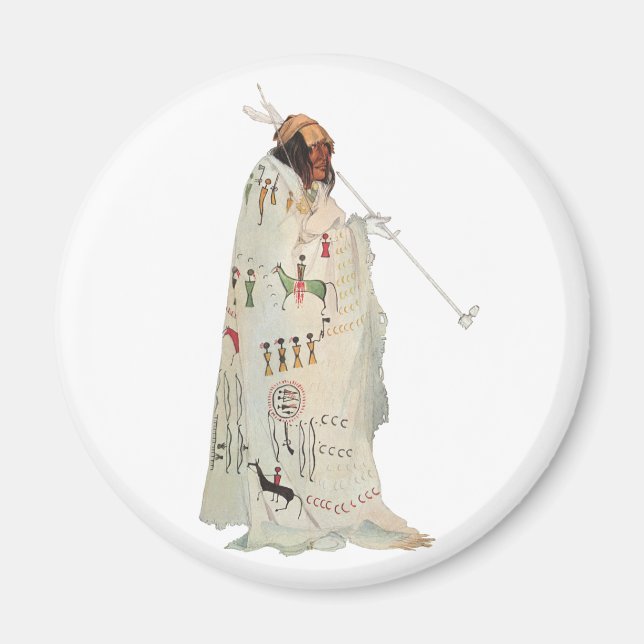 Indisk krigare med Pipe Porträtt av Karl Bodmer Magnet (Framsidan)