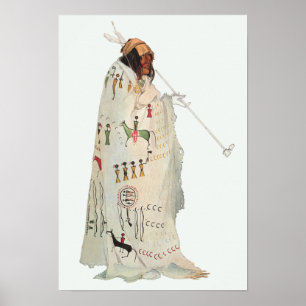 Indisk krigare med Pipe Porträtt av Karl Bodmer Poster