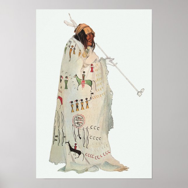 Indisk krigare med Pipe Porträtt av Karl Bodmer Poster (Framsidan)