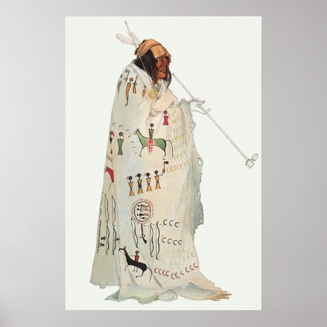 Indisk krigare med Pipe Porträtt av Karl Bodmer Poster (Framsidan)