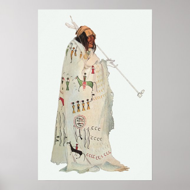 Indisk krigare med pipporträtt av Karl Bodmer Poster (Framsidan)