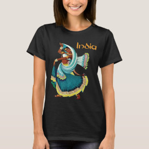 Indisk kvinna Saree Livlig Retro Resa T-Shirt