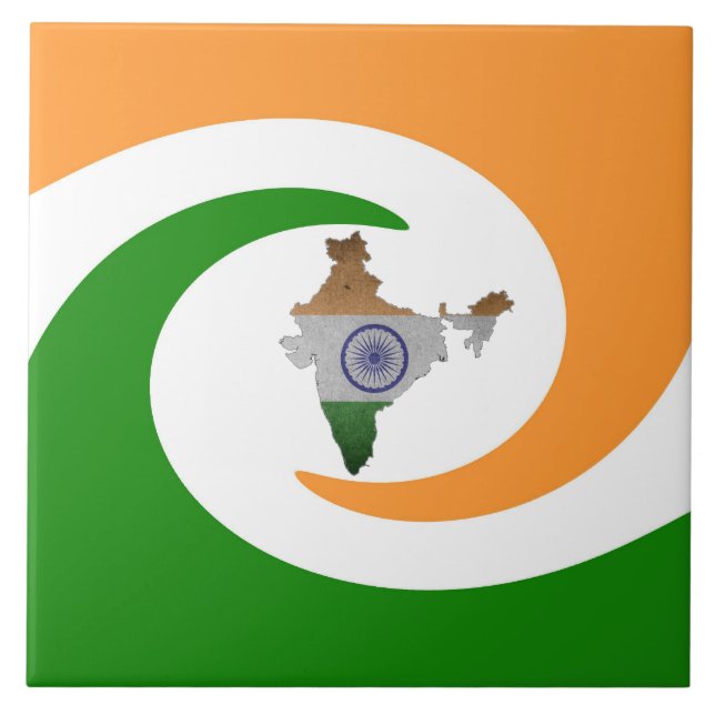 Indisk landflagga kakelplatta (Framsidan)