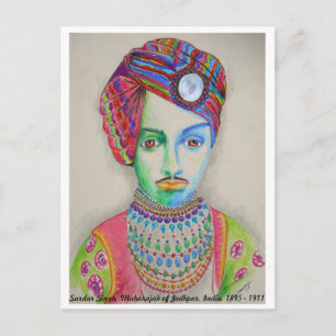 Indisk Maharaja från 1900, originalkonst Vykort