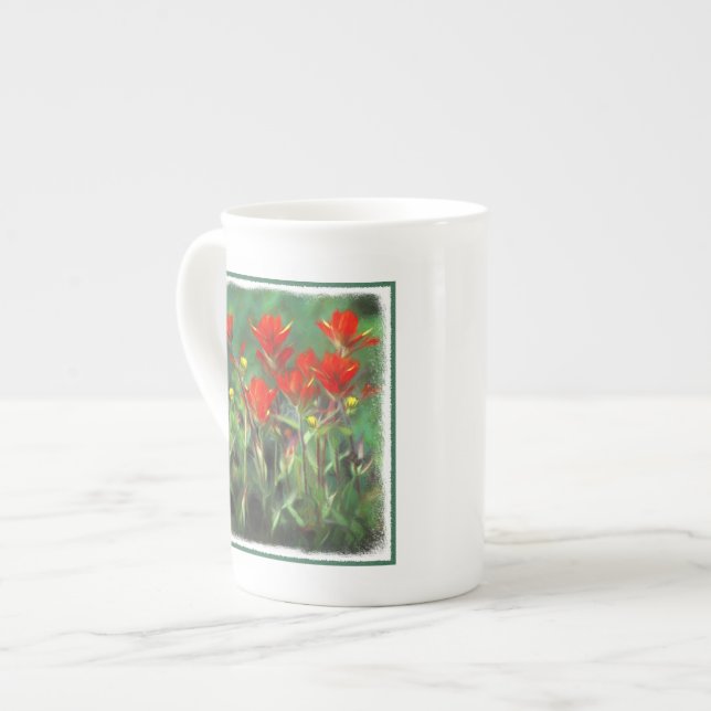 Indisk målning vid pensel - originalfärgsbild benporslin mugg (Framsida vänster)