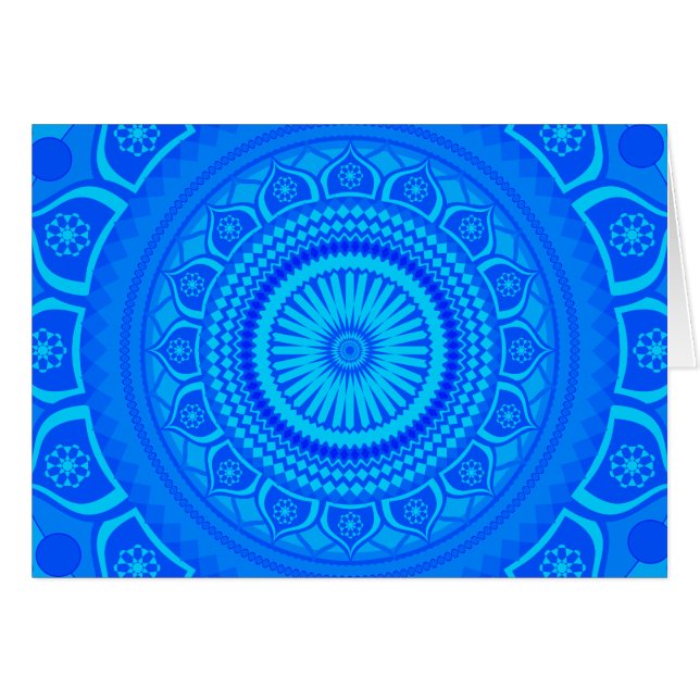 Indisk mandala Blå OBS Kort (Framsidan Horizontal)