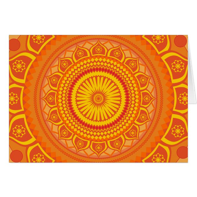Indisk mandala Orange Hälsningskort (Framsidan Horizontal)