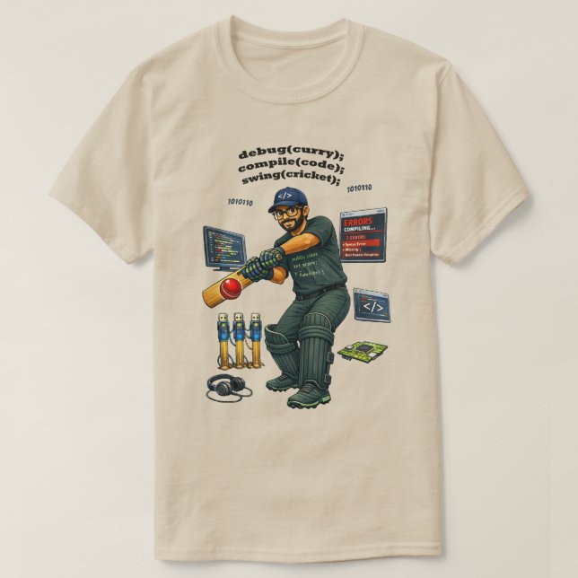 Indisk mjukvaruingenjör kodare spelar cricket URM T Shirt (Design framsida)