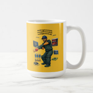 Indisk mjukvaruingenjörskodare som spelar cricket  kaffemugg