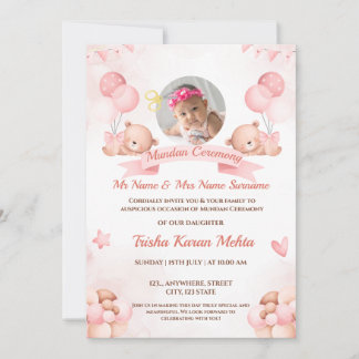 Indisk Mundan-ceremoni inbjudan flicka