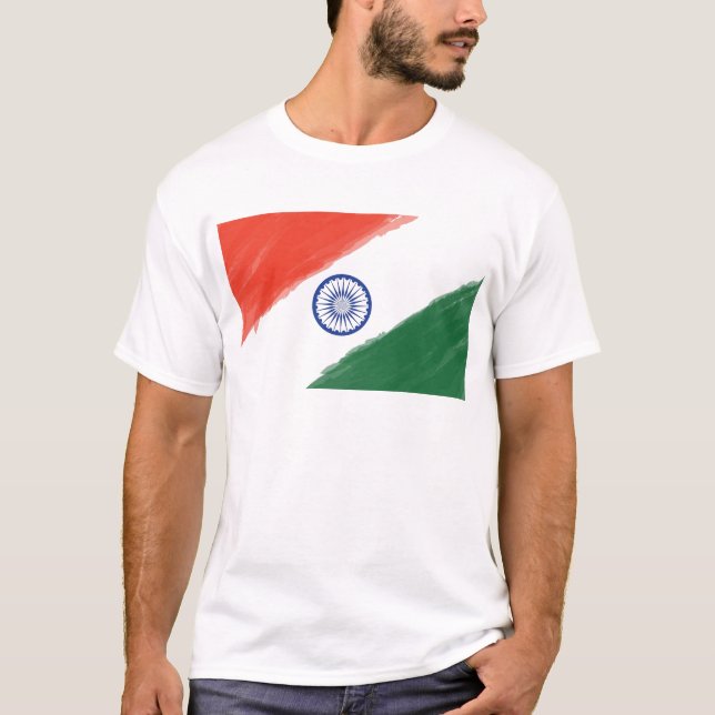 Indisk nation för land för flaggaflaggaIndien Tee Shirt (Framsida)