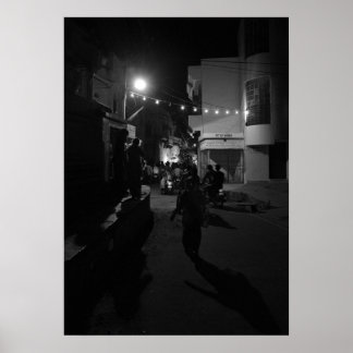 Indisk nattlig gatuscen - urban fotografering poster
