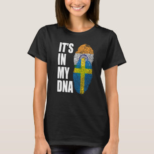 Indisk och svensk blandad DNA-Flagga Heritage Prem T Shirt