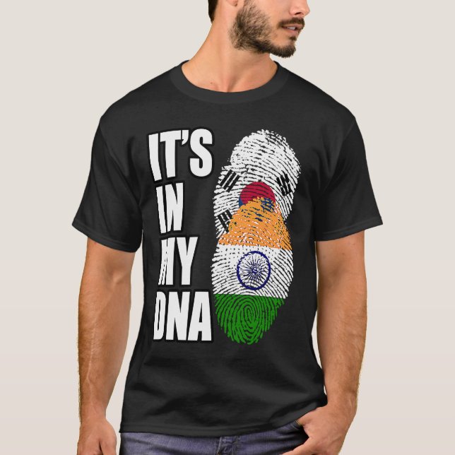 Indisk och sydkoreansk blandning av DNA-arv, Flagg T Shirt (Framsida)