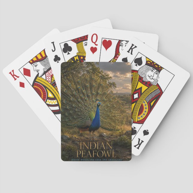 Indisk påfågel Skogsbryn DJUR Poker Casinokort (Baksidan)
