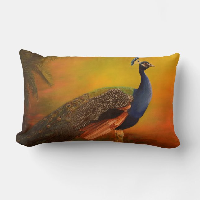 Indisk påfågelpeafowl lumbarkudde (Framsida)