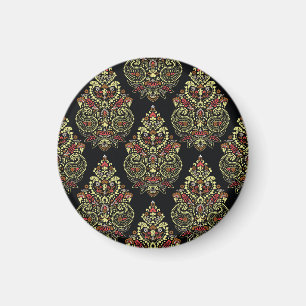 Indisk paisley, geometrisk svart bakgrund magnet